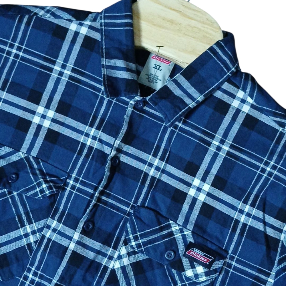 Dickies Plaid Short Sleeved‎ Shirt Heavy Cotton Men's XL
